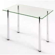 Glass dining table D-03-0 with tempered glass and chrome legs